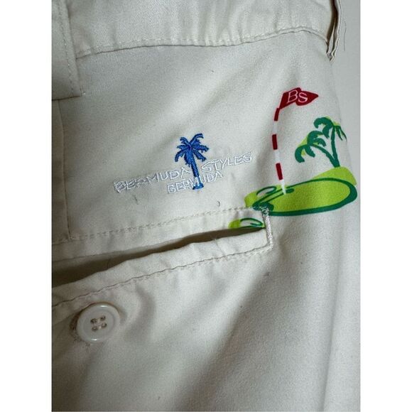 ENGLISH LAUNDRY Tropical Golf Print Bermuda Shorts In Tan Size 34 - Picture 5 of 6
